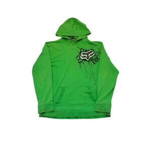 Y2K Green and Black Fox Racing Hoodie-Size Large